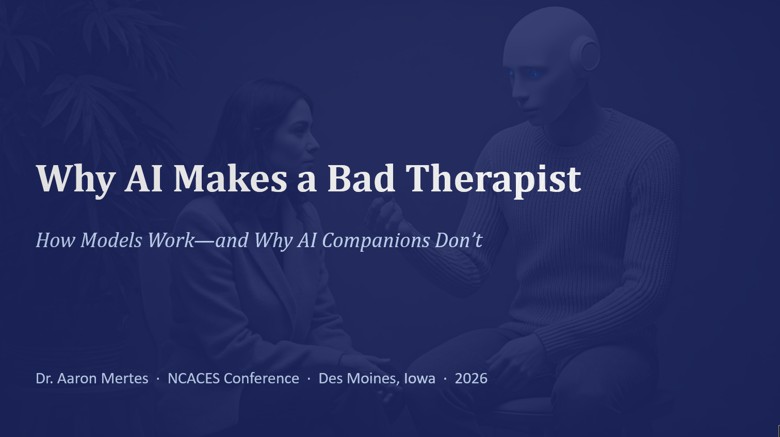 Title slide: Why AI Makes a Bad Therapist. Download the PowerPoint.